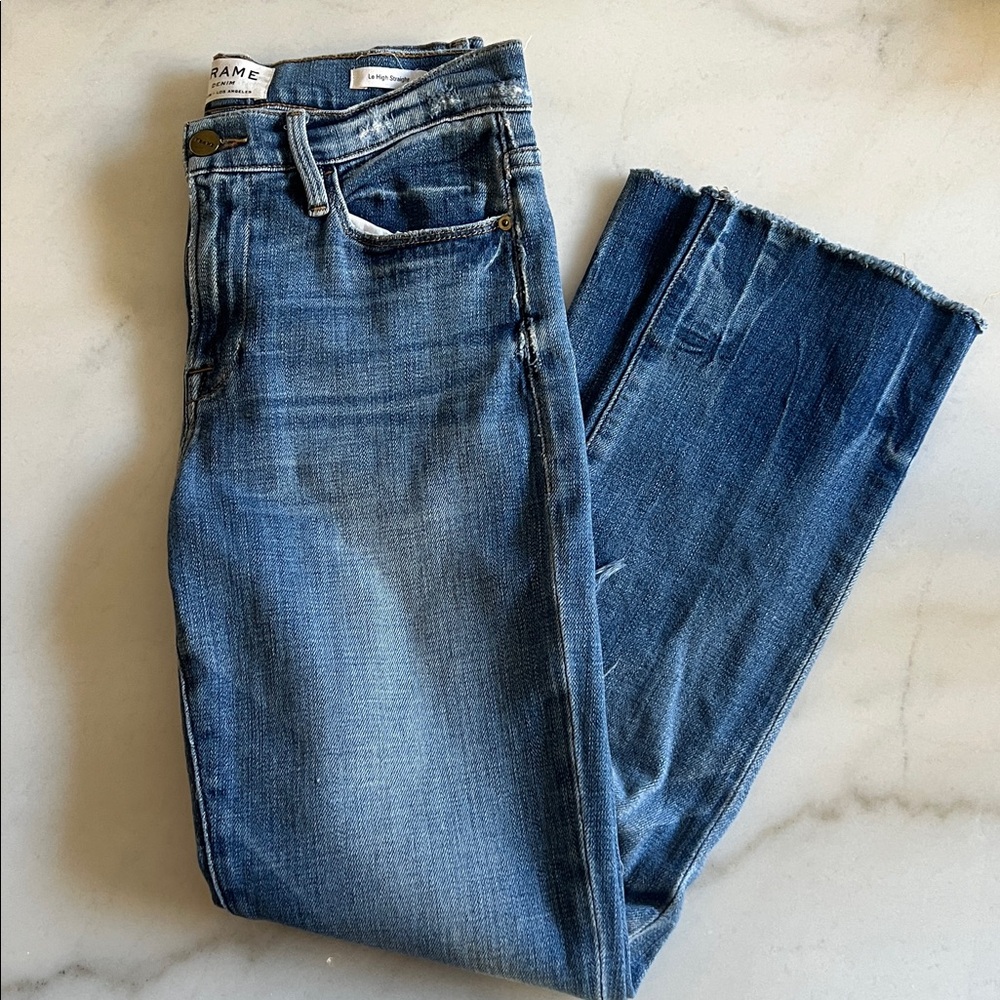 Frame denim le high straight jeans 26